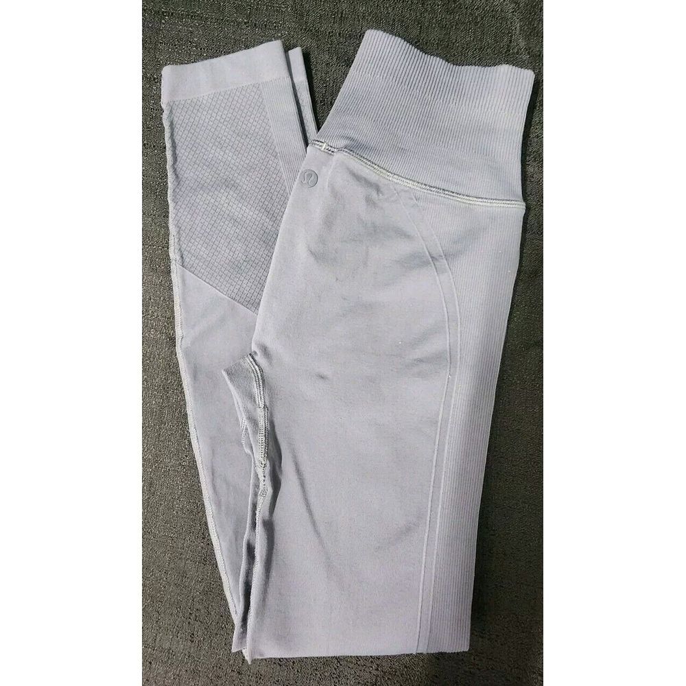 Lululemon Seamless Leggings Women's Size 4 Purple Gray Stretch Ankle EUC